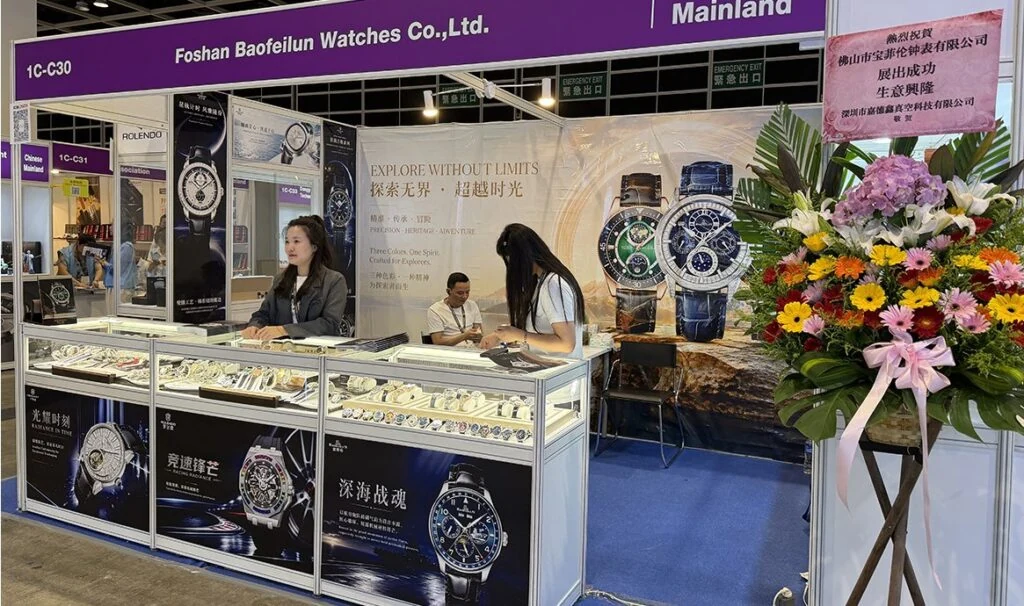 ROLENDO watches and team at the Foshan Baofeilun Watches Co., Ltd. booth at the 2026 Hong Kong Watch & Clock Fair